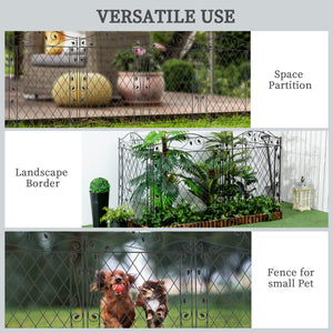 Garden Fence, 4 Pack Metal Fence Panels, 11.5' Animal Barrier & Decorative Border Flower Edging for Yard, Landscape, Patio, Outdoor Décor, 43" H, Wavey Vines
