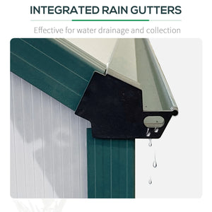 6' x 8' x 6.5' Polycarbonate Greenhouse, Walk-in Green House with Adjustable Roof Vent Galvanized Base Sliding Door Rain Gutter for Outdoor Garden Backyard, Green