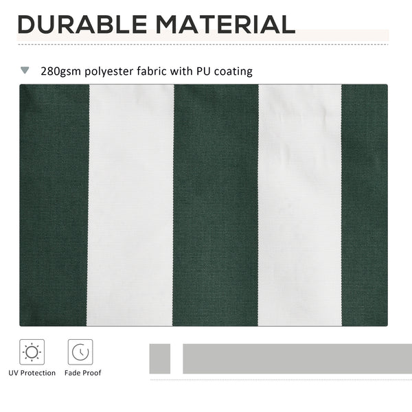 11' x 10' Retractable Awning Fabric Replacement Outdoor Sunshade Canopy Awning Cover, UV Protection, Green and White