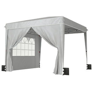 10 x 10 ft Pop Up Canopy Tent with Sidewalls, UPF50+ Outdoor Portable Instant Canopy Shelter with Carry Bag, Sandbags, Adjustable Height for  Parties, Events, Camping, Light Gray