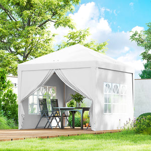 10'x10' Outdoor Pop Up Party Tent Gazebo Canopy with Carrying Bag (White)