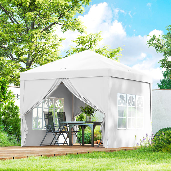 10'x10' Outdoor Pop Up Party Tent Gazebo Canopy with Carrying Bag (White)