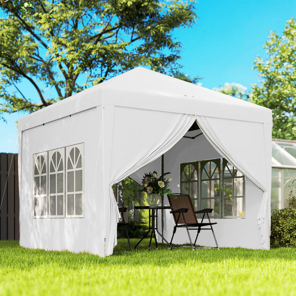 10'x10' Outdoor Pop Up Party Tent Gazebo Canopy with Carrying Bag (White)