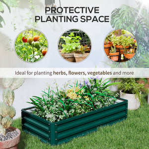 Outsunny Galvanized Raised Garden Bed, 4' x 2' x 1' Metal Planter Box, for Growing Vegetables, Flowers, Herbs, Succulents, Green