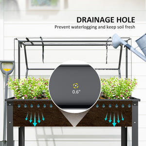 Raised Garden Bed with Greenhouse Cover, Elevated Planter Box with Legs and Drainage Hole for Vegetables Flowers Herbs, 39.4" x 18.9" x 48.8", Dark Gray
