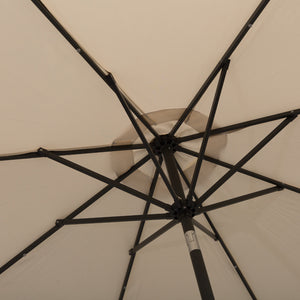 9ft Solar Patio Umbrella Outdoor Sunshade 24 LED Lights Tilt Canopy, Cream