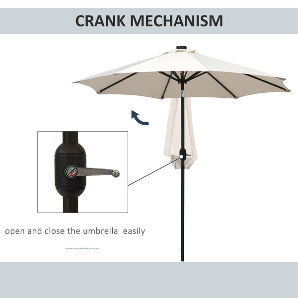 9ft Solar Patio Umbrella Outdoor Sunshade 24 LED Lights Tilt Canopy, Cream