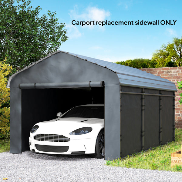 Carport Replacement Sidewall Panels Set of 4 for 12' x 20' Carports, UPF50+ Waterproof PE Tarp Replacement Side Wall Cover with Zipper Door, Top Cover and Frame Not Included, Dark Gray