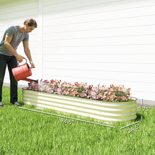 8' x 2' x 1' Galvanized Raised Garden Bed Kit, Outdoor Metal Elevated Planter Box with Safety Edging, Easy DIY Stock Tank for Growing Flowers, Herbs & Vegetables, Cream