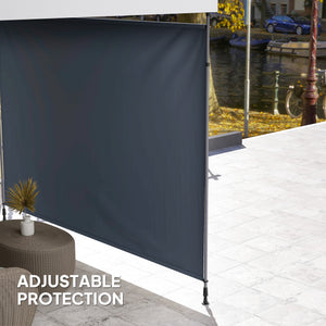 11.5' x 10' Retractable Patio Awning, Manual Outdoor Privacy Screen with UPF30+ & Water-Resistant Fabric for Patio, Balcony, Terrace, Pool, Dark Grey