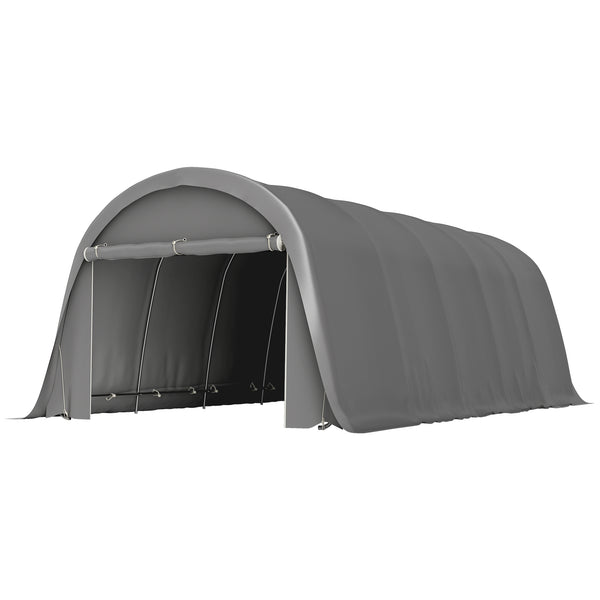 12' x 23.6' Heavy Duty Carport, Portable Garage Car Canopy Tent with UPF50+ Sun Protection, Galvanized Frame, Large Roll-Up Door for Cars, Trucks, Boats, Motorcycle, Bike, Dark Gray