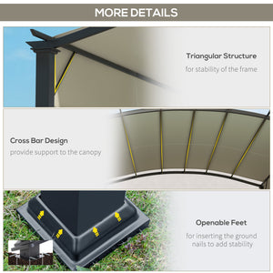 11' x 11' Retractable Pergola Canopy, Outdoor Arched Pergola Shade Metal Frame for Patio, Backyard, Garden, Deck, Porch, Beige