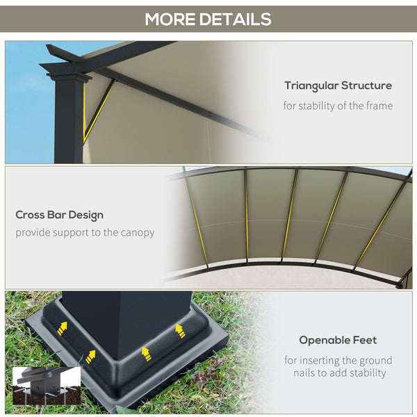 11' x 11' Retractable Pergola Canopy, Outdoor Arched Pergola Shade Metal Frame for Patio, Backyard, Garden, Deck, Porch, Beige