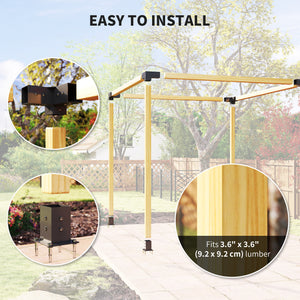 DIY Pergola Kit, Pergola Brackets with 3-Way Corner Brackets and Post Base for 4" x 4" (Actual 3.6" x 3.6") Lumber, 8 PCS Includes Screws