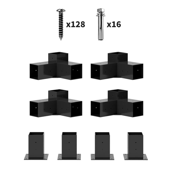 Pergola Kit, DIY Pergola Brackets with 3-Way Pergola Corner Brackets and Post Base for 4" x 4" (Actual 3.6" x 3.6") Lumber, 8 PCS Includes Screws