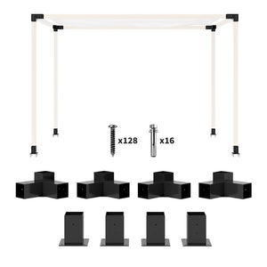 DIY Pergola Kit, Pergola Brackets with 3-Way Corner Brackets and Post Base for 4" x 4" (Actual 3.6" x 3.6") Lumber, 8 PCS Includes Screws