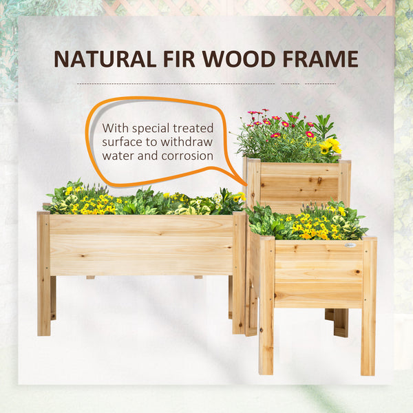Raised Garden Bed Set of 3, Wood Planter Box, Elevated Raised Beds for Fruit Vegetable Flower Herb, Outdoor Freestanding Garden Boxes for Patio Lawn
