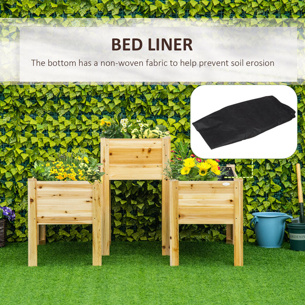 Raised Garden Bed Set of 3, Wood Planter Box, Elevated Raised Beds for Fruit Vegetable Flower Herb, Outdoor Freestanding Garden Boxes for Patio Lawn