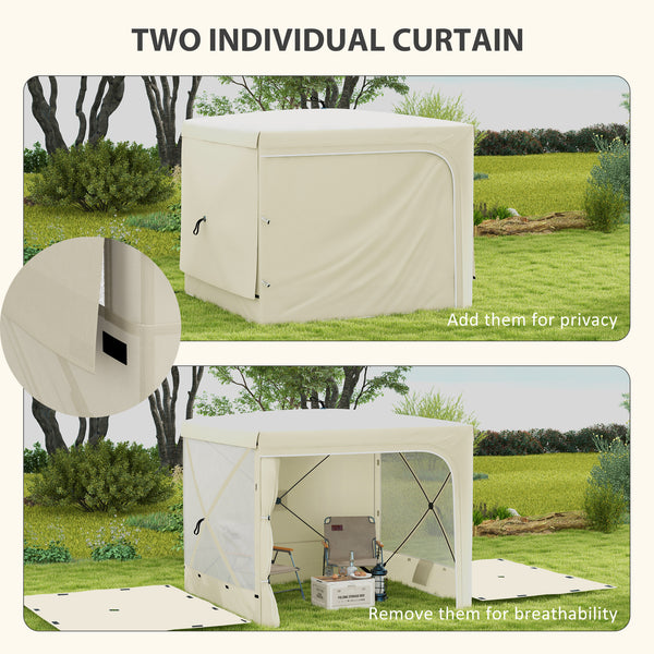 7' x 8' Pop Up Canopy Tent, UV-Resistant Camping Tent Event Shelter with Curtains, Nettings and Carrying Bag, for Garden, Patio, Hiking, Backpacking and Travelling, White