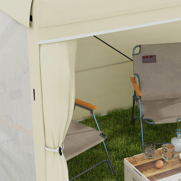 7' x 8' Pop Up Canopy Tent, UV-Resistant Camping Tent Event Shelter with Curtains, Nettings and Carrying Bag, for Garden, Patio, Hiking, Backpacking and Travelling, White