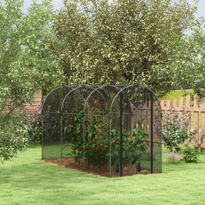 Outsunny 4' x 12' Crop Cage, Plant Protection Tent with Zippered Door and Galvanized Steel Frame, Fruit Cage Netting Cover for Garden, Yard, Lawn, Black