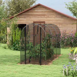Fruit Cage Bird Netting, Heavy Duty Fruit and Vegetable Protection Tent with Zipped Door, Anti Bird, Insects, Small Animals, 1.2 x 3.6 x 1.9m, Black