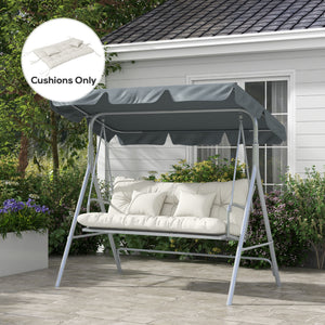 Outdoor Seat Cushions Back Cushion with 2 Pillows, Water Repellent Seat Pads for 3-Seater Chair, Swing, Sofa, CUSHIONS ONLY, NO SWING, White