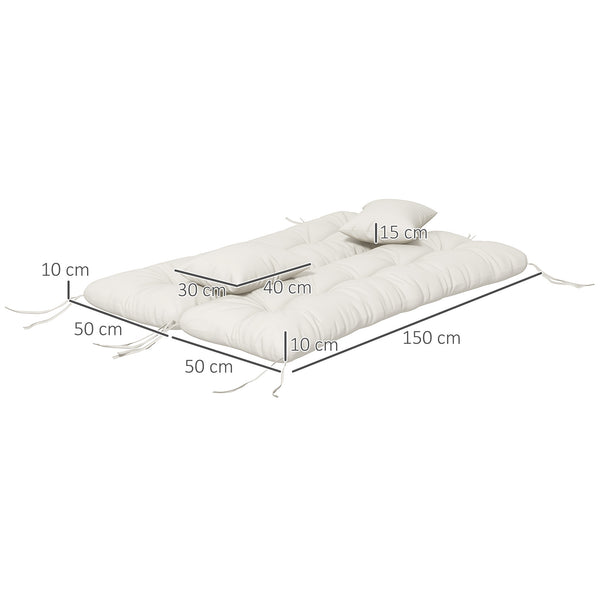 Outdoor Seat Cushions Back Cushion with 2 Pillows, Water Repellent Seat Pads for 3-Seater Chair, Swing, Sofa, CUSHIONS ONLY, NO SWING, White