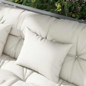 Outdoor Seat Cushions Back Cushion with 2 Pillows, Water Repellent Seat Pads for 3-Seater Chair, Swing, Sofa, CUSHIONS ONLY, NO SWING, White