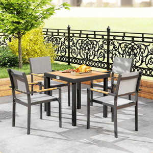 Outdoor Dining Table for 4 People, Square Patio Table with Aluminum Metal Legs for Garden, Lawn, Natural
