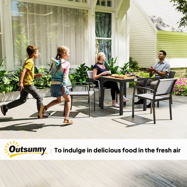 Outdoor Dining Table for 4 People, Square Patio Table with Aluminum Metal Legs for Garden, Lawn, Natural