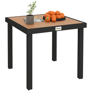 Outdoor Dining Table for 4 People, Square Patio Table with Aluminum Metal Legs for Garden, Lawn, Natural