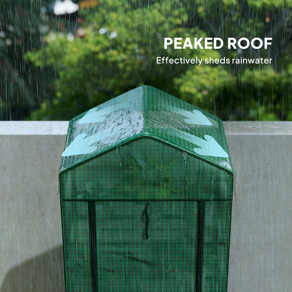 5 Tier Mini Greenhouse, Portable Outdoor Flower Stand with Shelf Clips, Indoor Greenhouse with Steel Frame, Transparent, 27.25" x 19.25" x 76", Green