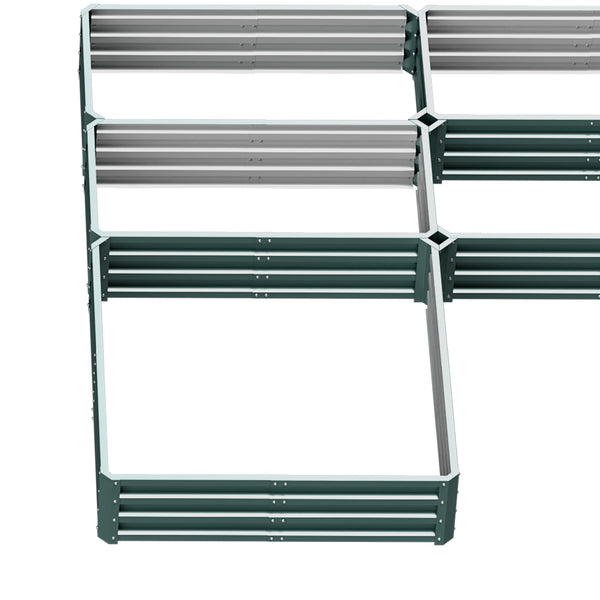 8 x 8ft DIY Raised Garden Bed, Set of 5 Large Steel Box Planters for Outdoor Plants, Vegetables, Flowers, Herbs, Easy Assembly, Green