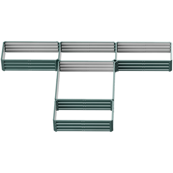 8 x 8ft DIY Raised Garden Bed, Set of 5 Large Steel Box Planters for Outdoor Plants, Vegetables, Flowers, Herbs, Easy Assembly, Green