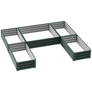 8 x 8ft DIY Raised Garden Bed, Set of 5 Large Steel Box Planters for Outdoor Plants, Vegetables, Flowers, Herbs, Easy Assembly, Green