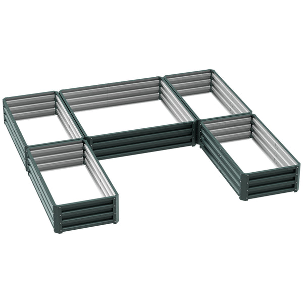 8 x 8ft DIY Raised Garden Bed, Set of 5 Large Steel Box Planters for Outdoor Plants, Vegetables, Flowers, Herbs, Easy Assembly, Green