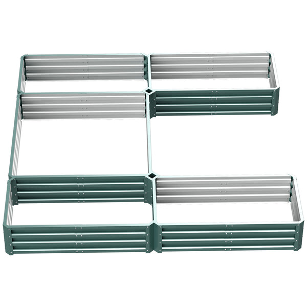 8 x 8ft DIY Raised Garden Bed, Set of 5 Large Steel Box Planters for Outdoor Plants, Vegetables, Flowers, Herbs, Easy Assembly, Green