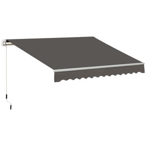 3 x 2m Manual Window Awning Canopy Garden Outdoor Shelter Patio Sun Shade UV Blocker Light Weight Aluminium Frame w/ Hand Crank Grey