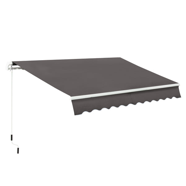 3 x 2m Manual Window Awning Canopy Garden Outdoor Shelter Patio Sun Shade UV Blocker Light Weight Aluminium Frame w/ Hand Crank Grey