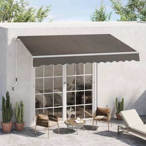 3 x 2m Manual Window Awning Canopy Garden Outdoor Shelter Patio Sun Shade UV Blocker Light Weight Aluminium Frame w/ Hand Crank Grey