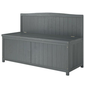 Garden Arch Wood Bench Outdoor Storage Box Garden Furniture Chair 115L x 45W x 75Hcm, Grey