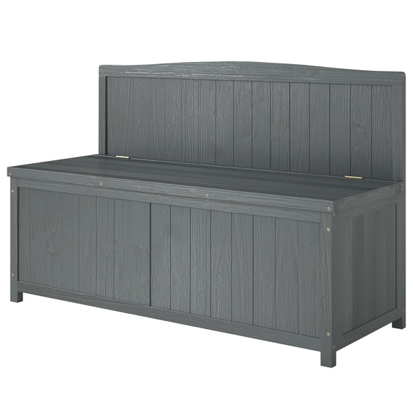 Garden Arch Wood Bench Outdoor Storage Box Garden Furniture Chair 115L x 45W x 75Hcm, Grey