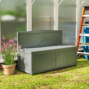 Garden Arch Wood Bench Outdoor Storage Box Garden Furniture Chair 115L x 45W x 75Hcm, Grey