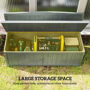 Garden Arch Wood Bench Outdoor Storage Box Garden Furniture Chair 115L x 45W x 75Hcm, Grey