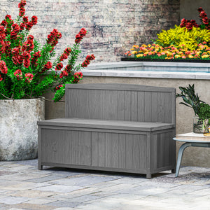 Garden Arch Wood Bench Outdoor Storage Box Garden Furniture Chair 115L x 45W x 75Hcm, Grey