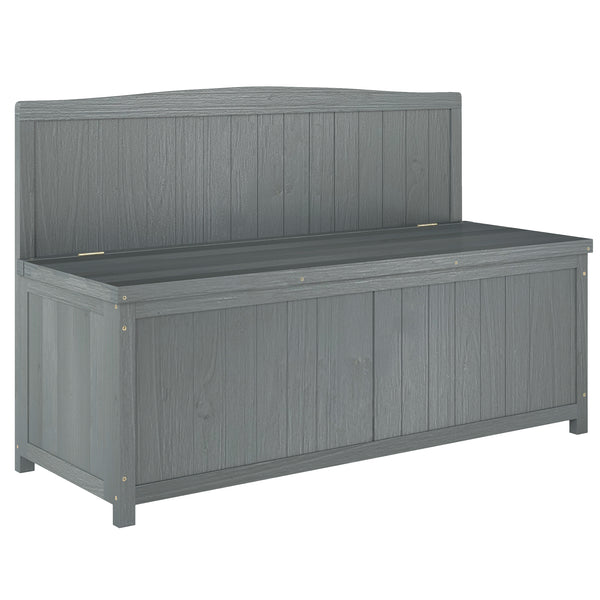 Garden Arch Wood Bench Outdoor Storage Box Garden Furniture Chair 115L x 45W x 75Hcm, Grey