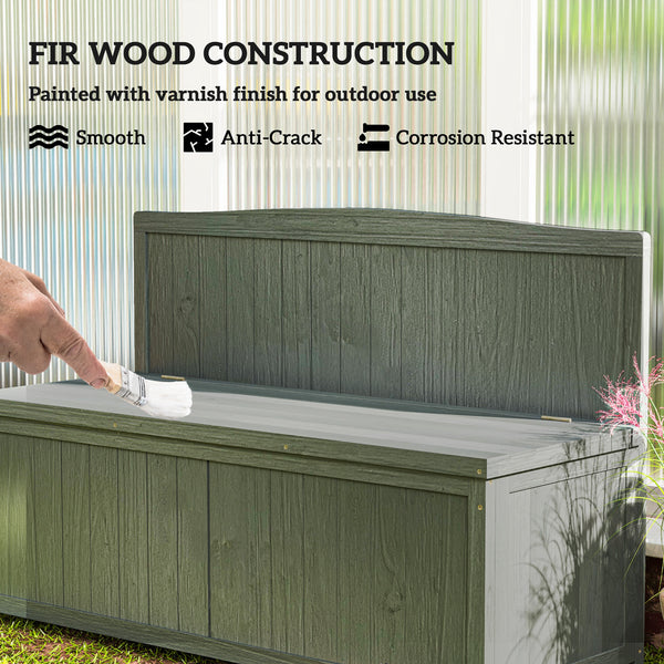 Garden Arch Wood Bench Outdoor Storage Box Garden Furniture Chair 115L x 45W x 75Hcm, Grey
