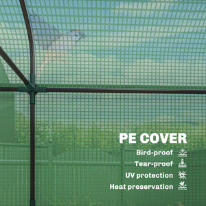 3 Tier Mini Greenhouse, 56.3" x 18.1" x 65" Small Portable Greenhouse with 2 Roll-up Doors, Garden Plant Growhouse with PE Cover for Indoor Outdoor, Green