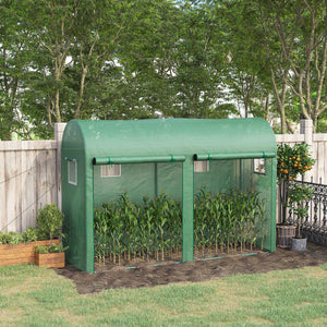 9.8' x 3.3' x 6.6' Outdoor Garden Greenhouse, Steel Frame Plant Growing Greenhouse with Double Doors and 4 Windows, PE Cover for Backyard, Patio, Green